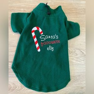 “Santa’s Favourite Elf” GREEN PULLOVER FLEECE FOR SMALL/MEDIUM DOGS!!!